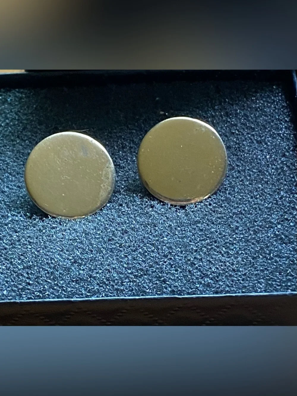 Vintage Anson Classic Round Gold Tone Men's Cuff Links, & scalloped pair
